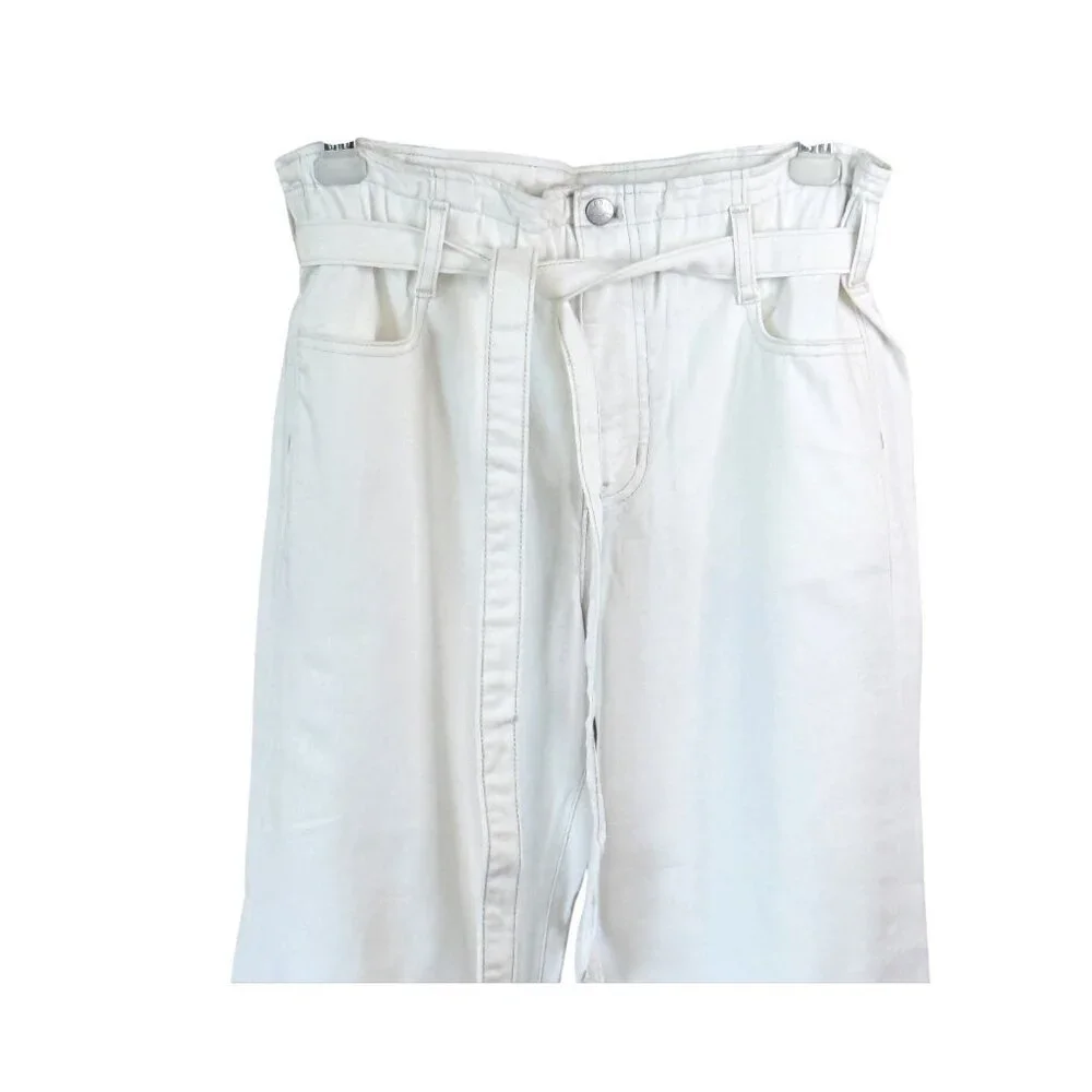 J. Crew Women's Petite Belted Paperbag Jean Soft White Pockets Crop Size P28 NWT